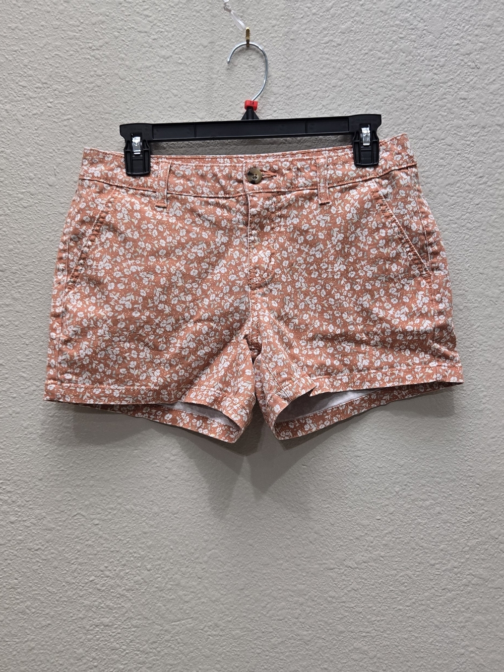 Womens Floral Print Cotton Shorts - Peach